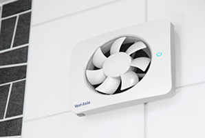 Vent-Axia Pureair Sense can be set to continuous or intermittent running Vent-Axia Pureair Sense installed in a bathroom